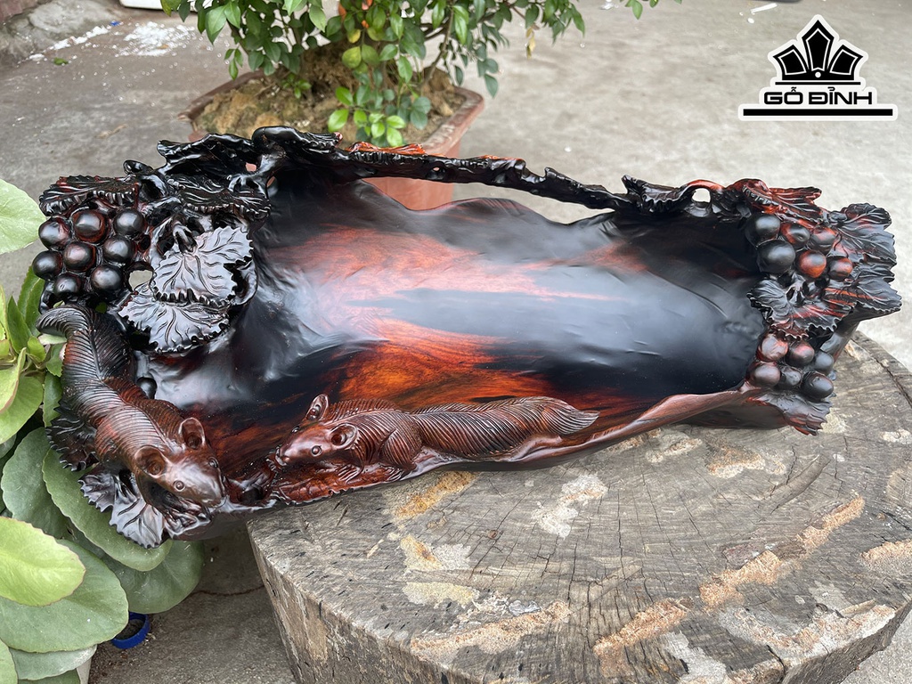 Khay Trà Gỗ Trắc Cao 19 Ngang 50 Sâu 25 (cm)