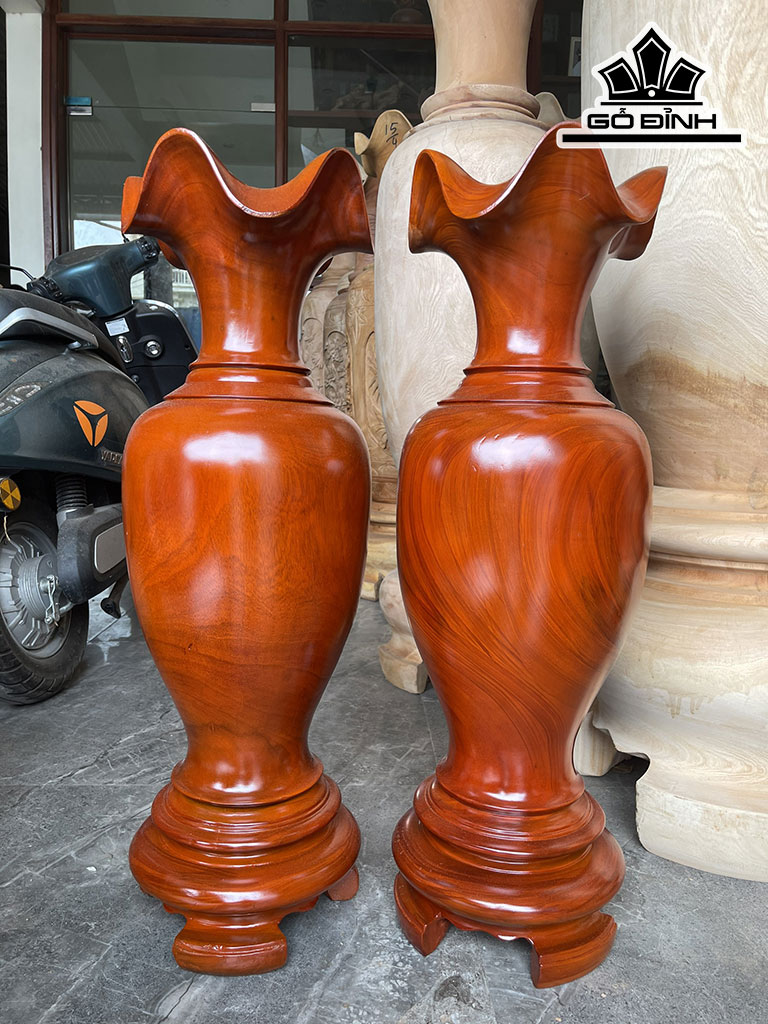 Lục Bình Gỗ Xà Cừ Cao 80 Đường Kính 24 (cm)