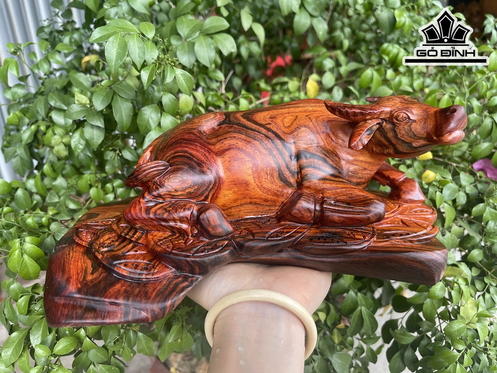 Tượng Trâu Gỗ Trắc Cao 11 Ngang 24 Sâu 15 (cm)