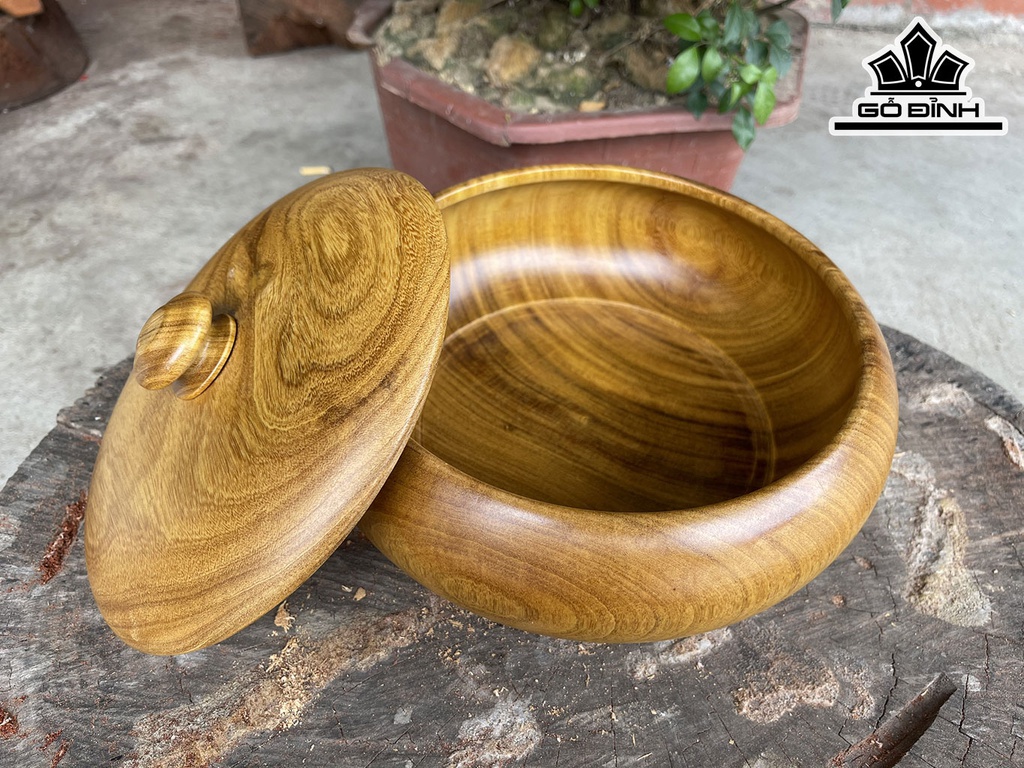 Thố Gỗ Cẩm Vàng Cao 9 Đường Kính 23 (cm)