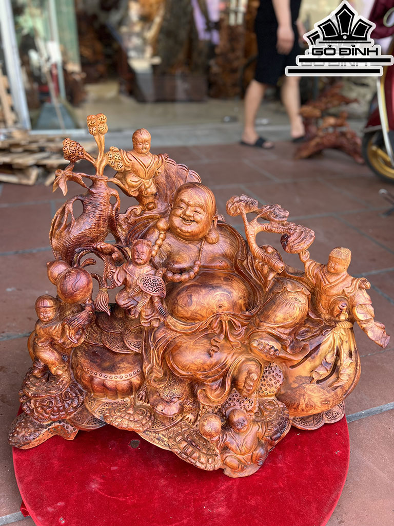 Tượng Phật Di Lặc Gỗ Sụn Hương Cao 56 Ngang 68 Sâu 41 (cm)