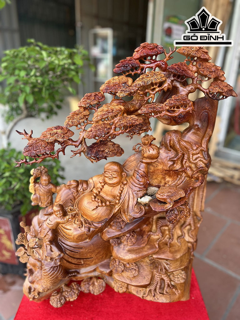 Tượng Phật Di Lặc Ngũ Phúc Gỗ Hương Cao 71 Ngang 57 Sâu 25 (cm)