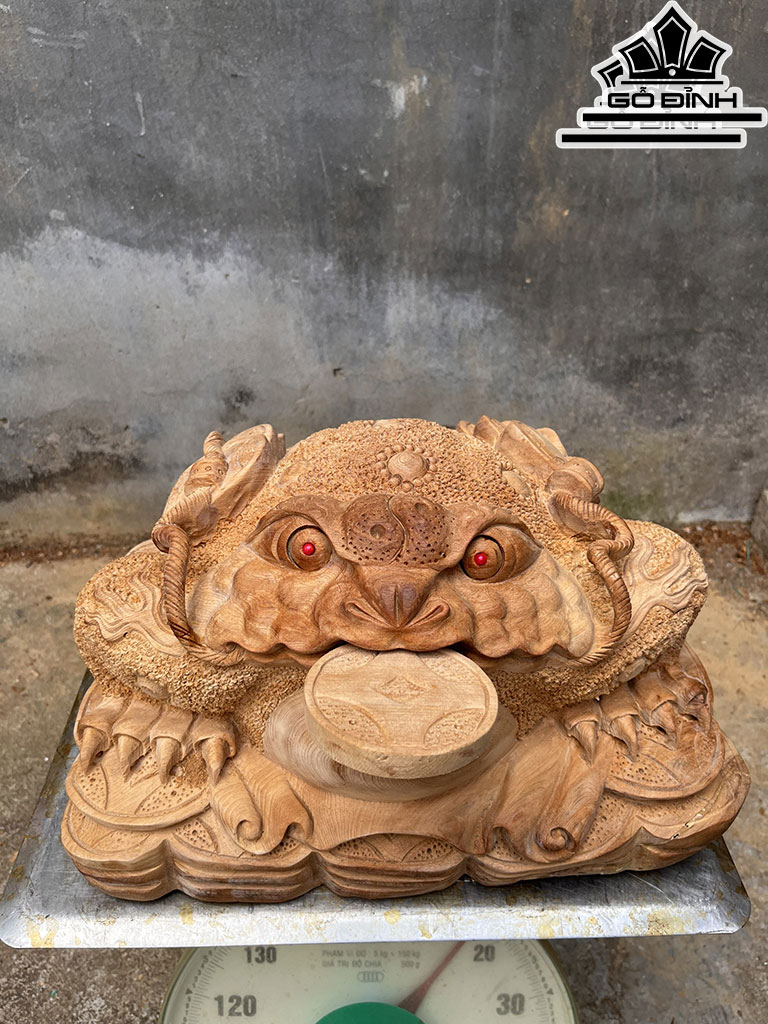 Tượng Thiềm Thừ Gỗ Ngọc Am Cao 26 Ngang 41 Sâu 29 (cm)