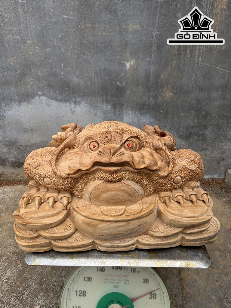 Tượng Thiềm Thừ Gỗ Ngọc Am Cao 30 Ngang 60 Sâu 38 (cm)