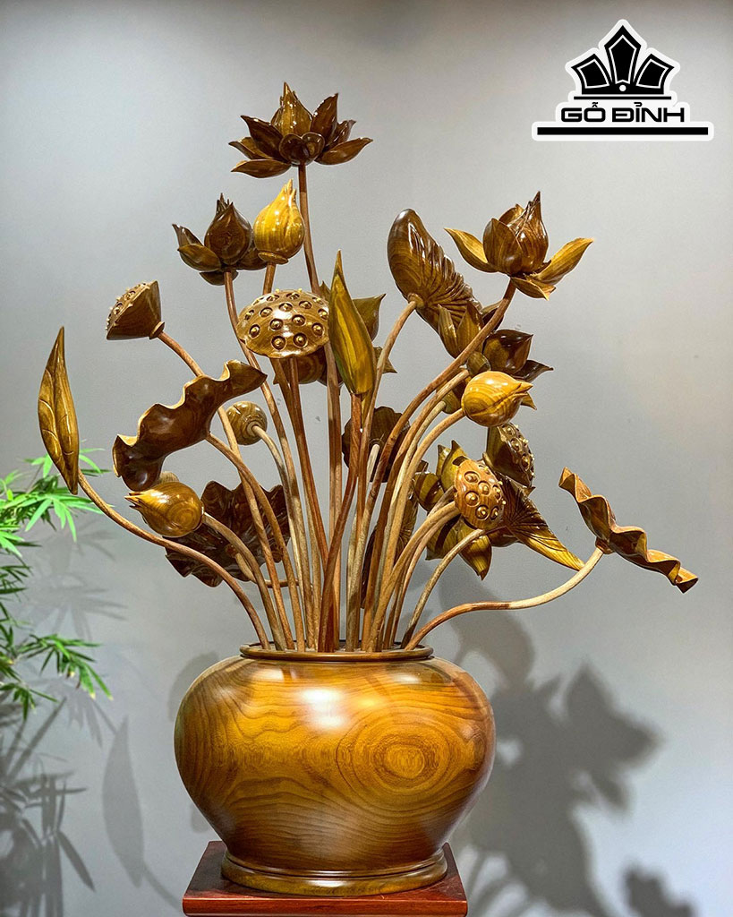 Bình Sen Gỗ Cẩm Vàng Cao 90 Ngang 70 Sâu 60 (cm)