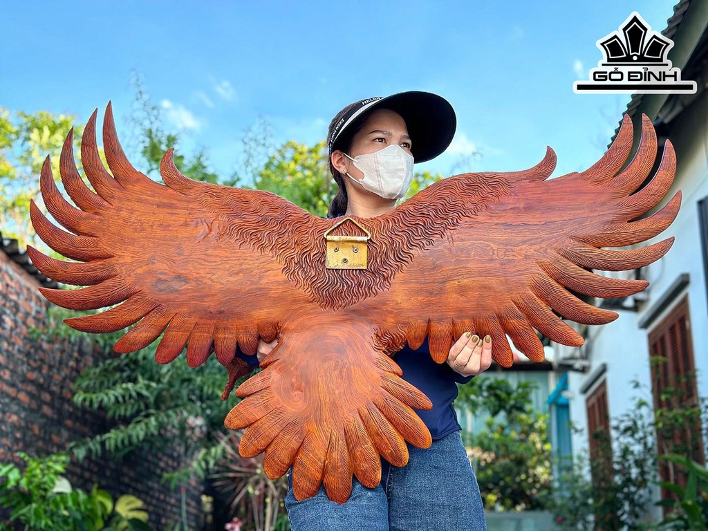 Tượng Đại Bàng Gỗ Hương Ngang 125 Cao 65 Sâu 35 (cm)