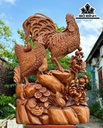 Tượng Gia Đình Gà Gỗ Ngọc Am Cao 77 Ngang 51 Sâu 20 (cm)