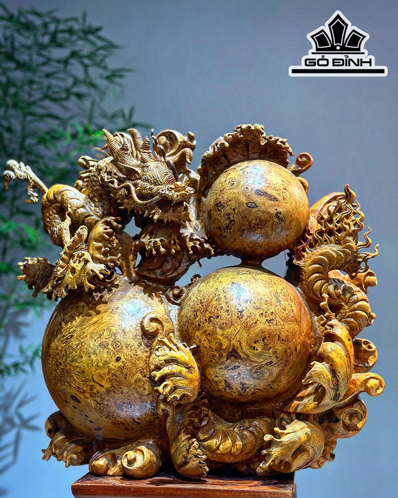 Tượng Nhất Long Gỗ Nu Hương Cao 54 Ngang 60 Sâu 21 (cm)