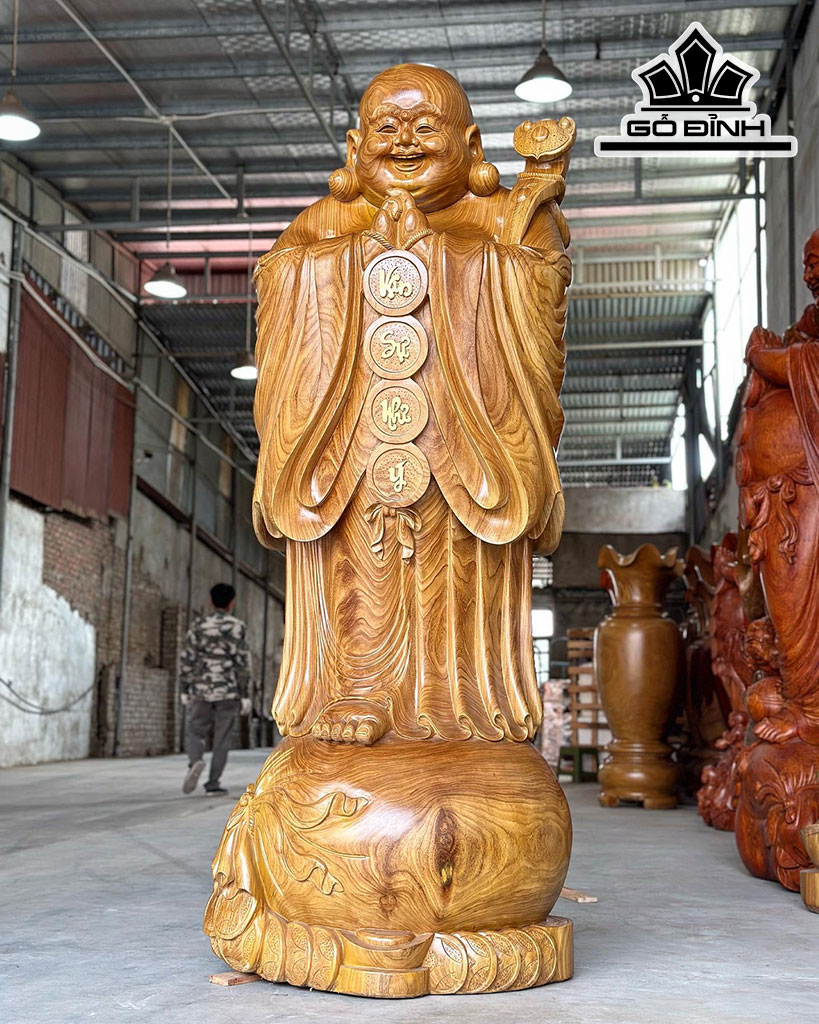 Tượng Phật Di Lặc Chúc Phúc Gỗ Cẩm Vàng Cao 200 Ngang 74 Sâu 65 (cm)
