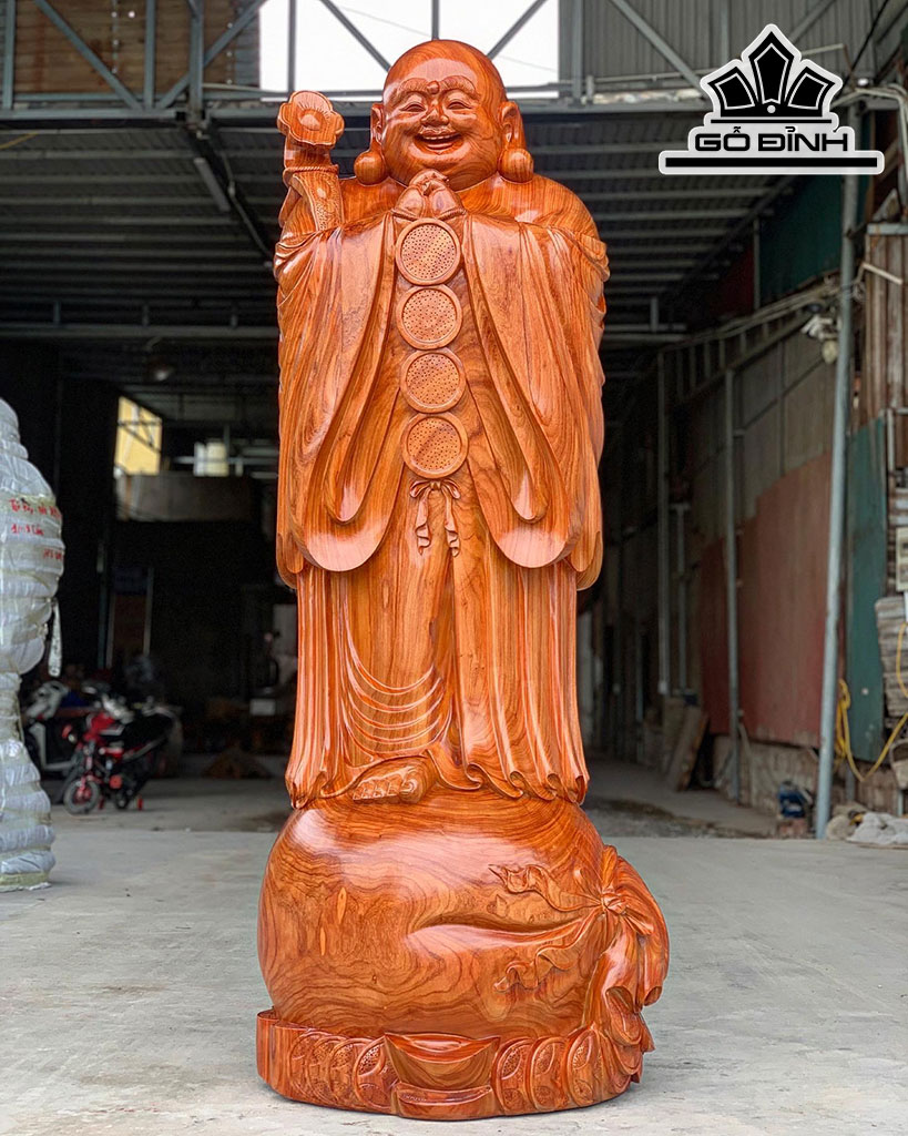 Tượng Phật Di Lặc Chúc Phúc Gỗ Hương Cao 180 Ngang 68 Sâu 55 (cm)
