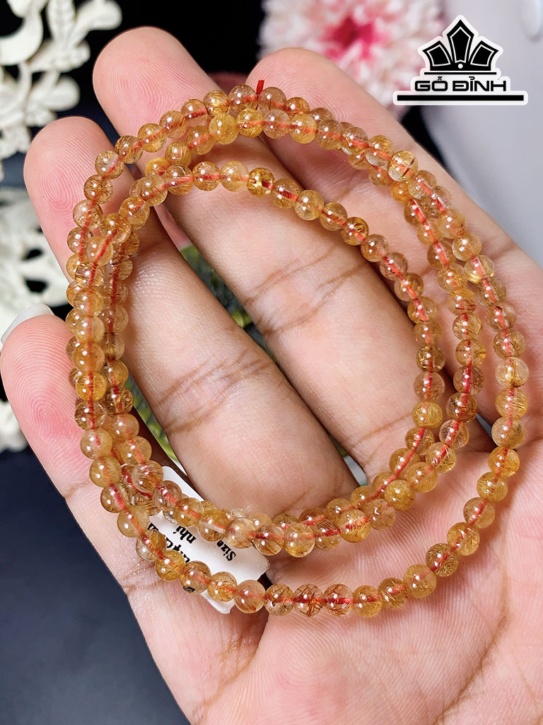 Chuỗi Đá Thạch Anh Vàng Đường Kính Hạt 4 (mm)