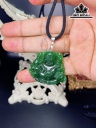 Mặt Dây Chuyền Di Lặc Đá Ngọc Bích (Nephrite Jade) Cao 32,6 Ngang 36,6 (mm)