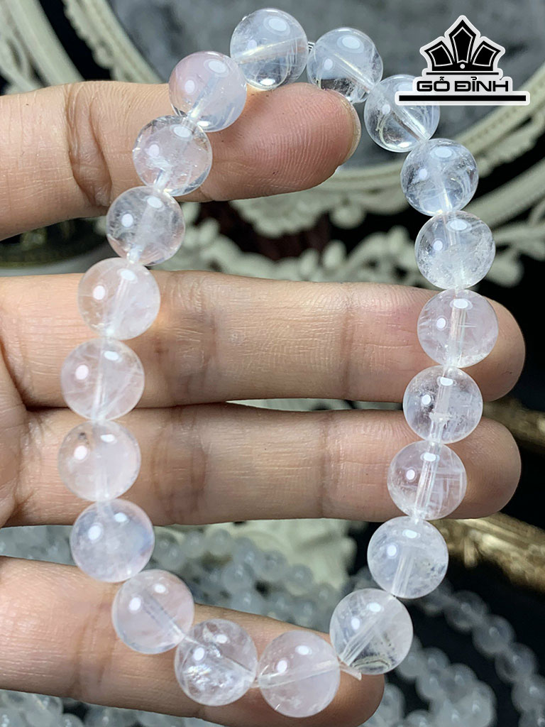 Vòng Tay Đá Thạch Anh Tóc Trắng Đường Kính Hạt 7,5-10,5 (mm)
