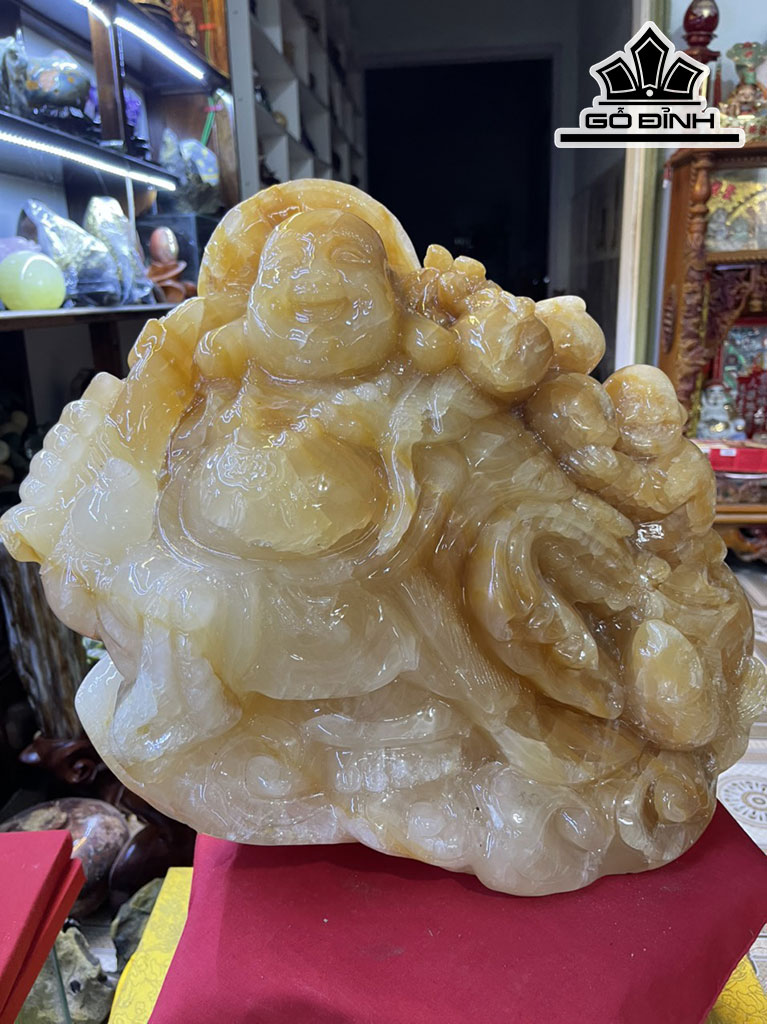 Tượng Di Lặc Đá Canxit Cao 39 Ngang 37 (cm) 33kg