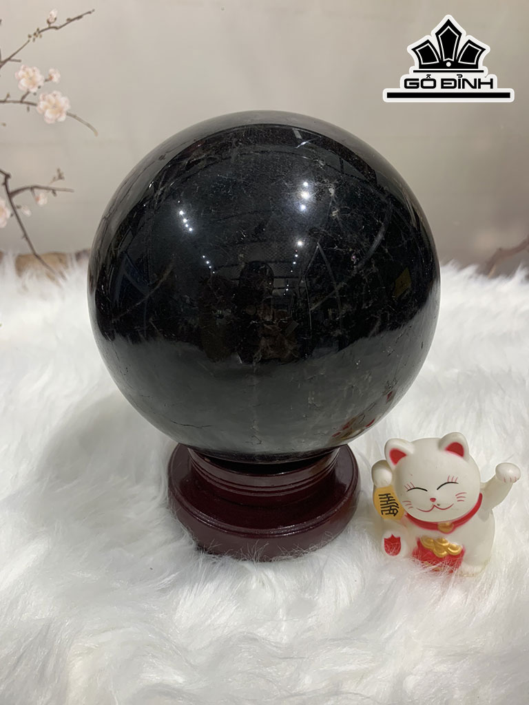 Bi Cầu Đá Thạch Anh Đen Đường Kính 13,8 (cm) 3.9kg