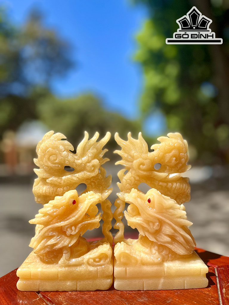 Cặp Song Long Đá Ngọc Hoàng Long Cao 16 (cm)