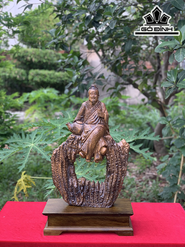 Tượng Thần Trà Gỗ Bách Xanh Cao 55 Ngang 36 Sâu 16 (cm)