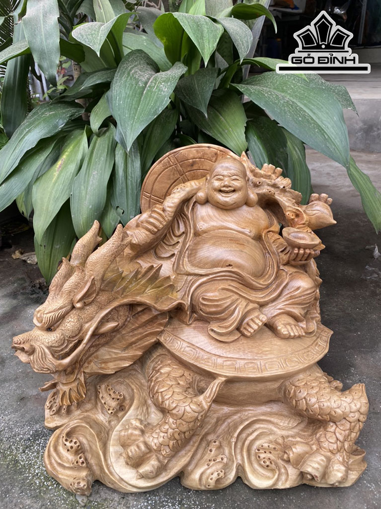 Tượng Di Lặc Gỗ Xá Xị Cao 36 Ngang 45 Sâu 32 (cm)