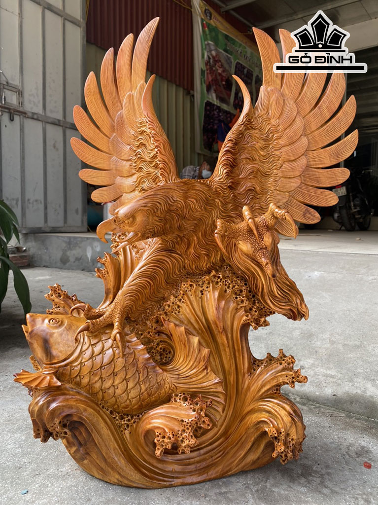 Tượng Đại Bàng Gỗ Hương Cao 74 Ngang 50 Sâu 28 (cm)