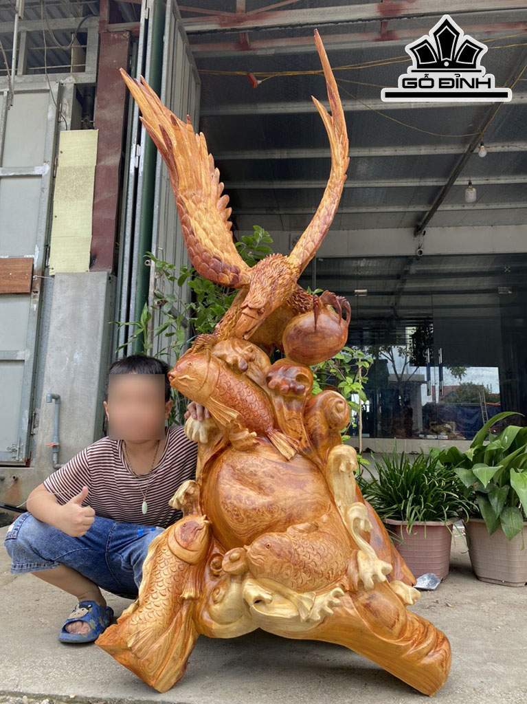 Tượng Đại Bàng Gỗ Hương Cao 148 Ngang 72 Sâu 48 (cm)