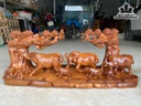 Tượng Gia Đình Trâu Gỗ Ngọc Am Cao 40 Ngang 97 Sâu 26 (cm)