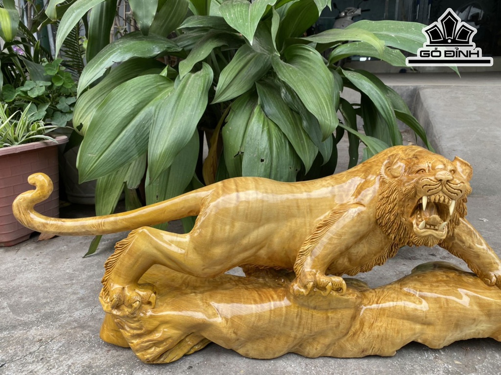 Tượng Hổ Phong Thủy Gỗ Nu Kháo Cao 25 Ngang 68 Sâu 20 (cm)