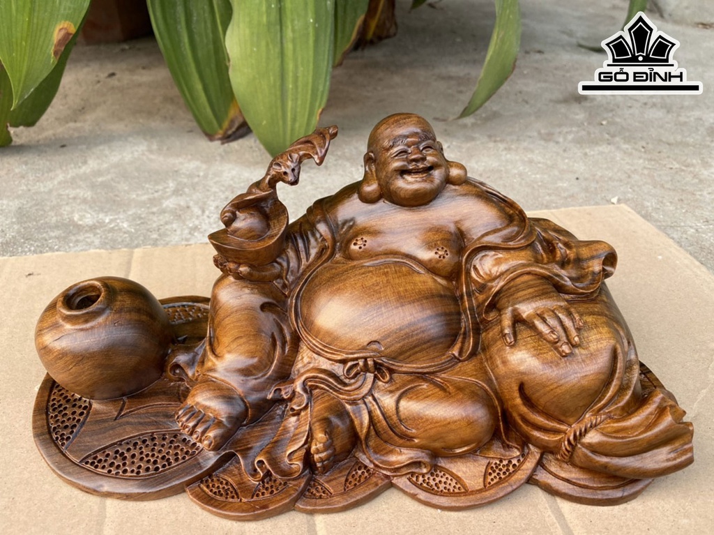 Tượng Phật Di Lặc Gỗ Bách Xanh Cao 11 Ngang 27 Sâu 12 (cm)