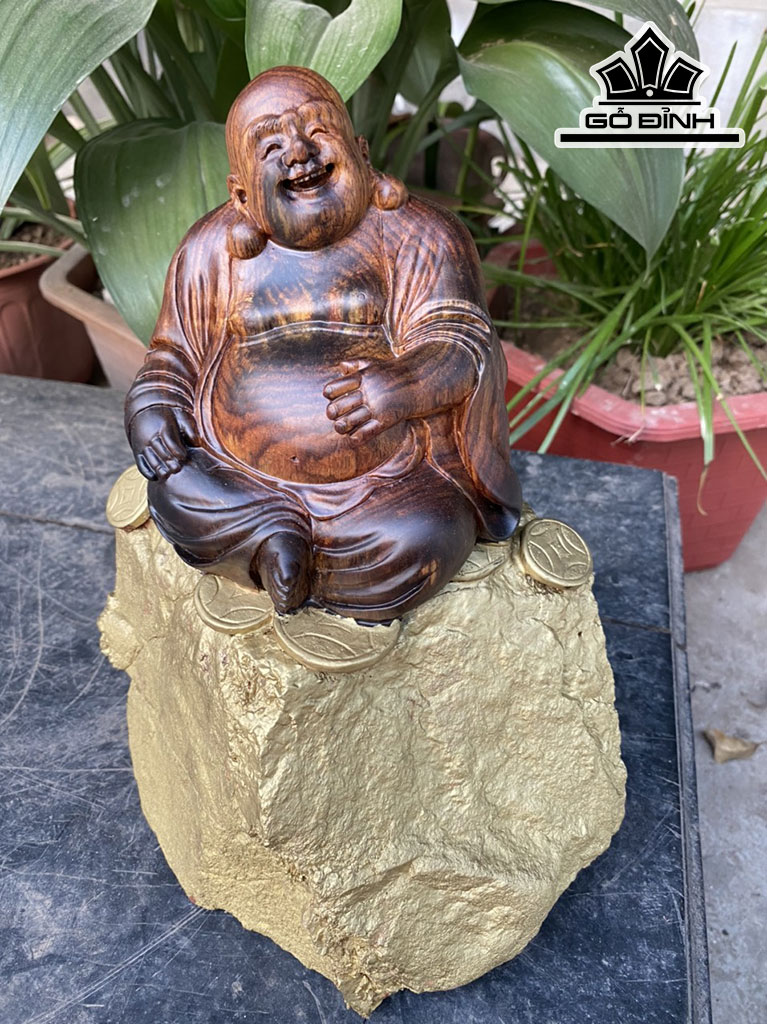 Tượng Phật Di Lặc Gỗ Trắc Cao 25 Ngang 20 Sâu 17 (cm)