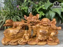 Tượng Phật Di Lặc Kéo Bao Tiền Gỗ Hương Cao 33 Ngang 65 Sâu 18 (cm)