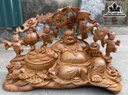 Tượng Phật Di Lặc Ngũ Phúc Gỗ Hương Cao 36 Ngang 58 Sâu 29 (cm)