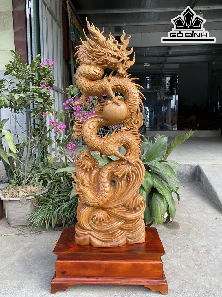 Tượng Rồng ( Nhất Long) Gỗ Ngọc Am Cao 125 Ngang 35 Sâu 20 (cm)