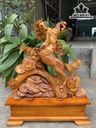 Tượng Song Mã Uyên Ương Gỗ Hương Cao 46 Ngang 46 Sâu 17 (cm)