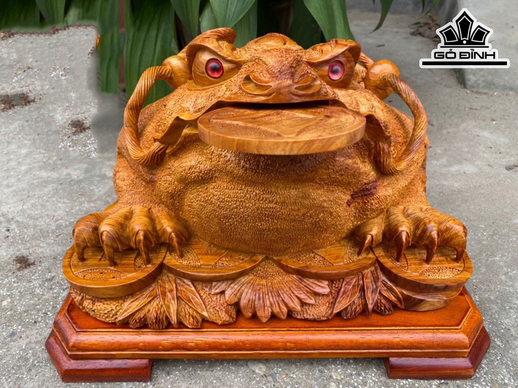 Tượng Thiềm Thừ Gỗ Hương Cao 26 Ngang 40 Sâu 31 (cm)