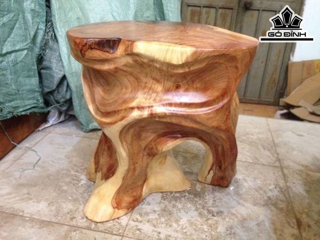 Đôn Gỗ, Đôn Gốc Cây Gỗ Gõ Đỏ (Cà te) Cao 42 Mặt 39-38 (cm) DC134