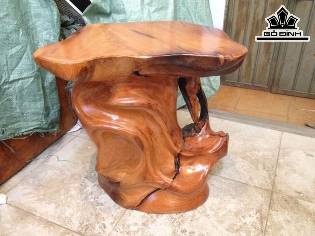 Đôn Gỗ, Đôn Gốc Cây Gỗ Gõ Đỏ (Cà te) Cao 51 Ngang 52 Sâu 41 Mặt 49-34 (cm) DC137