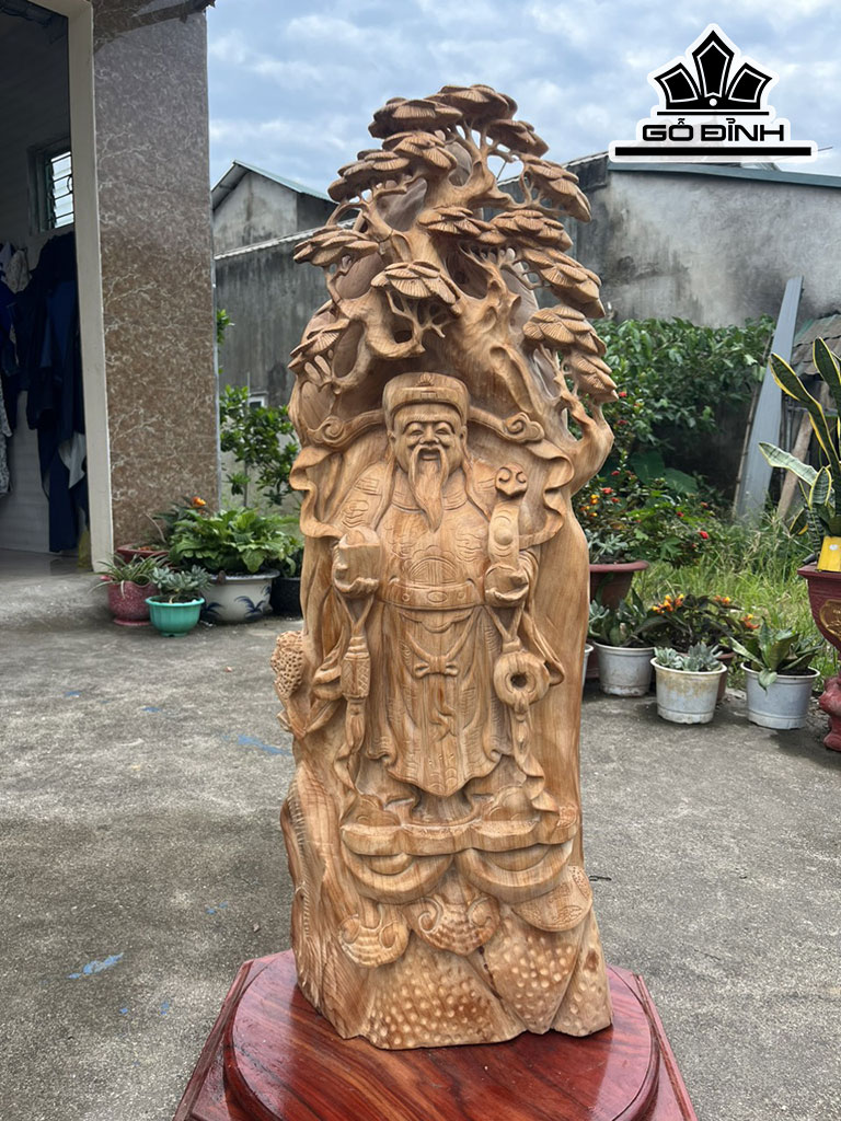 Tượng Thần Tài Gỗ Ngọc Am Cao 98 Ngang 36 Sâu 19 (cm)