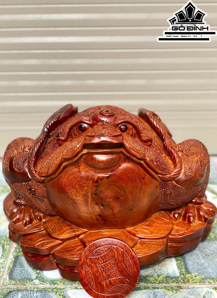 Tượng Thiềm Thừ Gỗ Hương Cao 32 Ngang 45 Sâu 45 (cm)