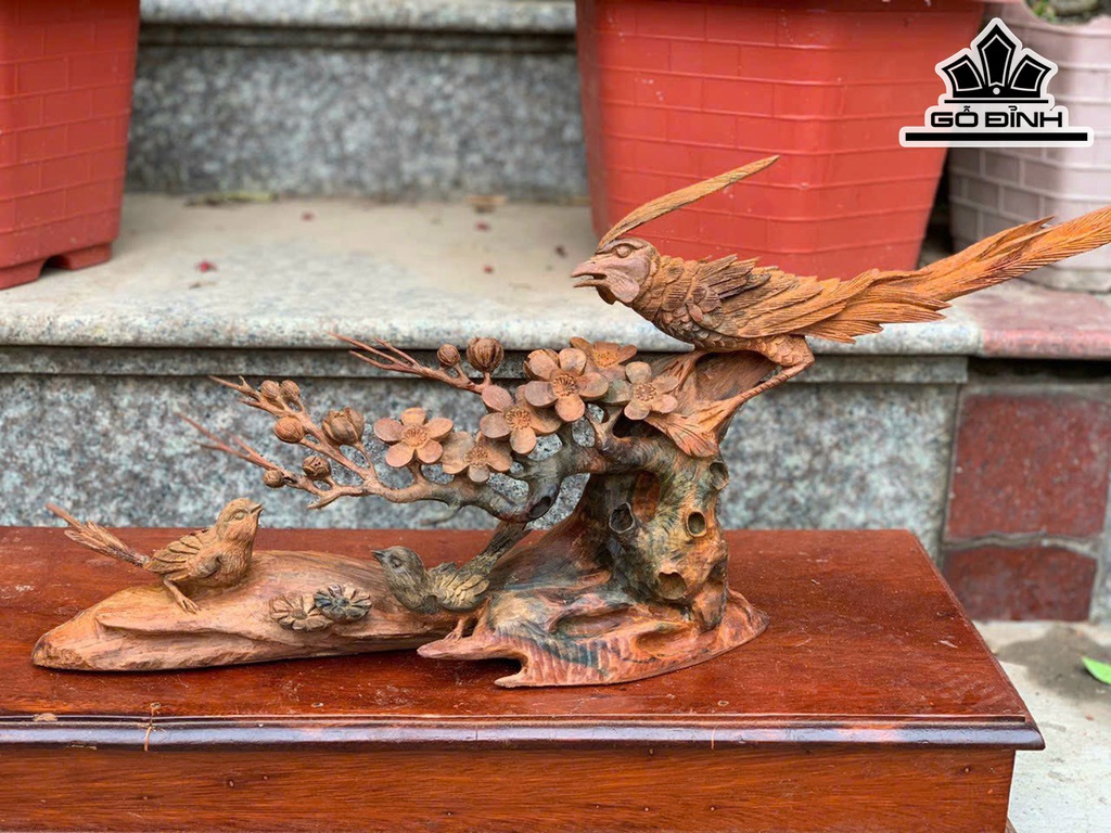 Tượng Chim Gỗ Cẩm Cao 23 Ngang 62 Sâu 10 (cm)
