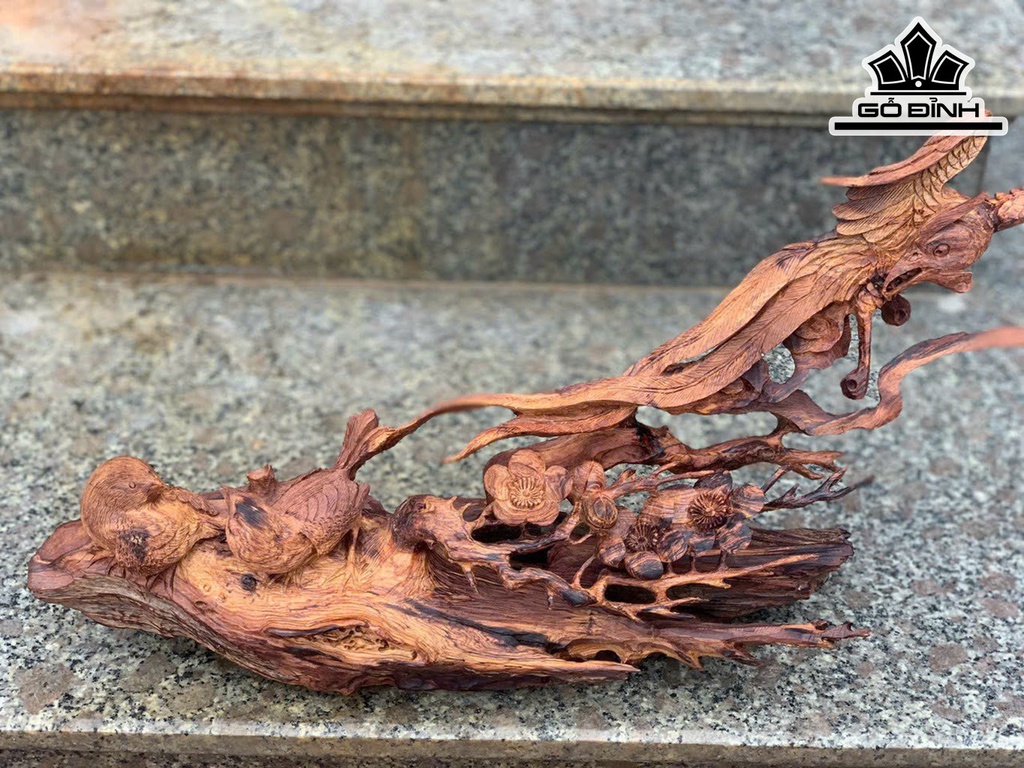 Tượng Chim Gỗ Cẩm Cao 25 Ngang 50 Sâu 12 (cm)