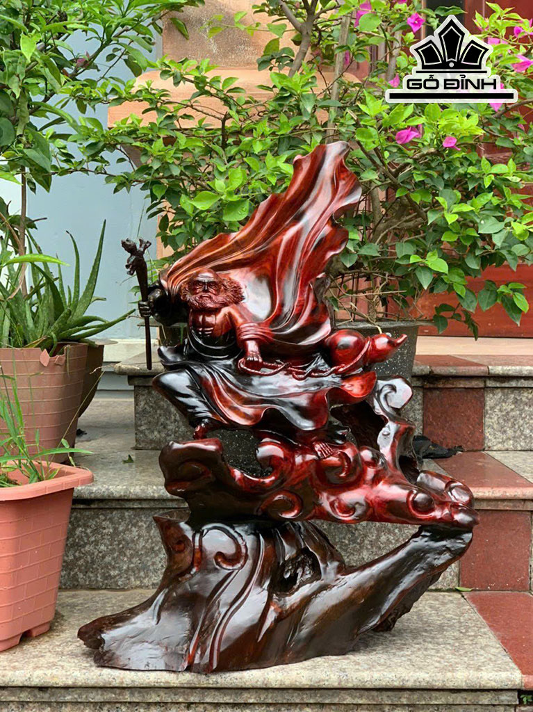 Tượng Đạt Ma Sư Tổ Gỗ Trắc Cao 60 Ngang 42 Sâu 22 (cm)