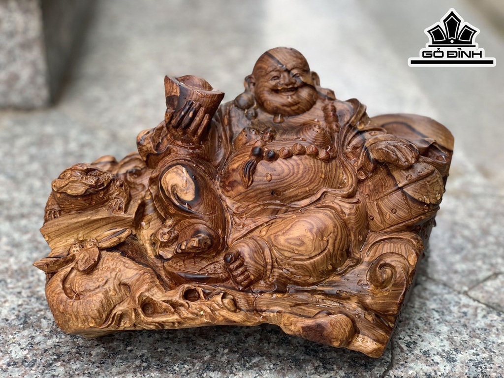 Tượng Phật Di Lặc Gỗ Cẩm Cao 15 Ngang 27 Sâu 20 (cm)