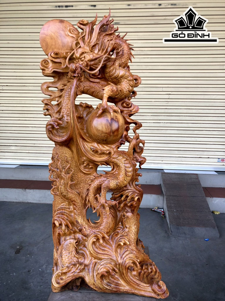 Tượng Rồng ( Nhất Long) Gỗ Hương Cao 92 Ngang 40 Sâu 25 (cm)