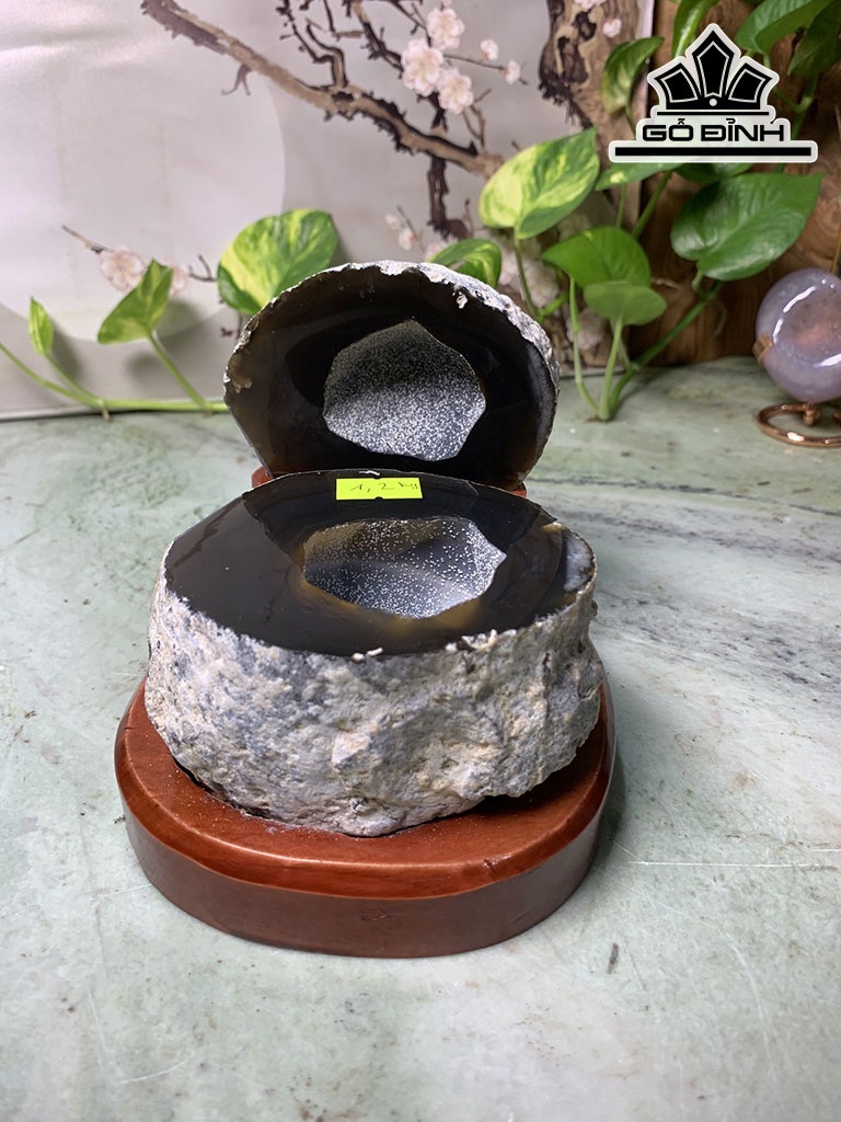 Bát Tụ Bảo Đá Mã Não Cao 11,5 Ngang 12,5 Sâu 14,5 (cm) 1,2kg