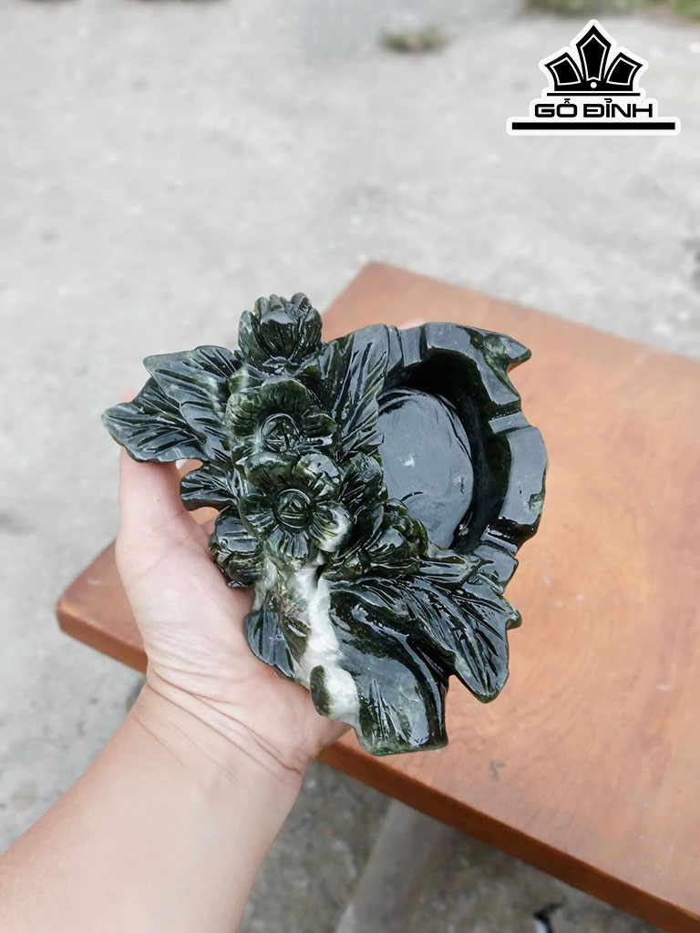 Gạt Tàn Đá Serpentine Cao 7 Ngang 12 Sâu 14 (cm) 1kg