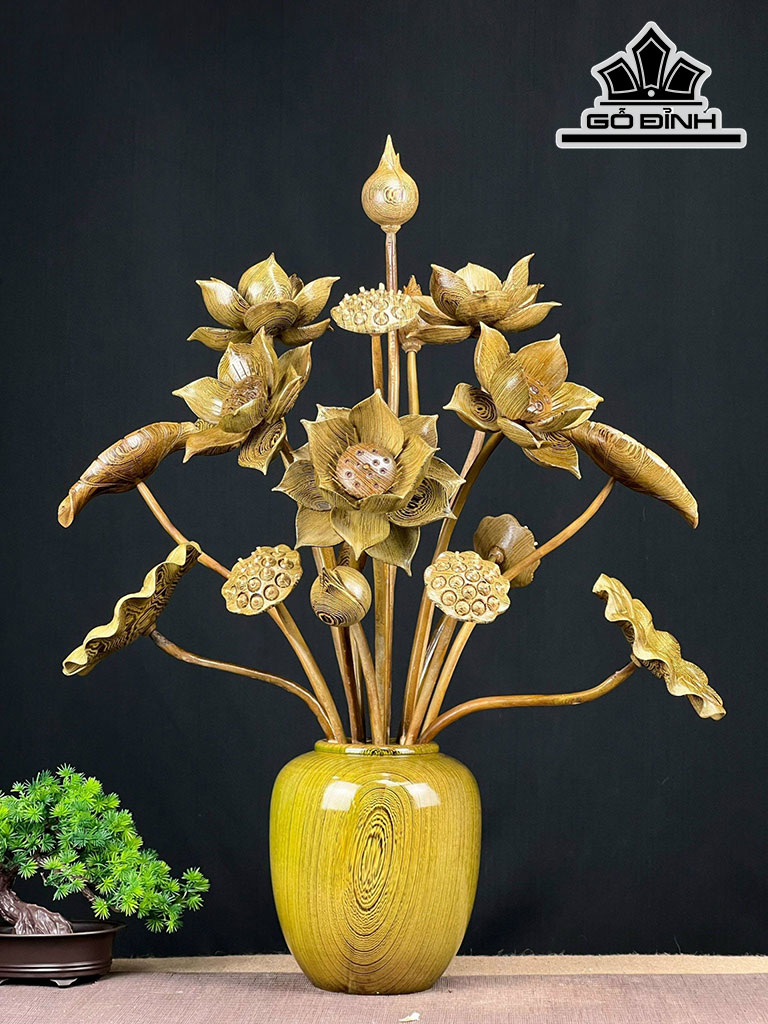 Bình Sen Gỗ Mun Đuôi Công Cao 82 Ngang 60 Sâu 45 (cm)