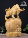 Tượng Bò Tót Gỗ Ngọc Am Cao 57 Ngang 36 Sâu 23 (cm)