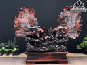 Tượng Cá Xiêm Đôi Gỗ Trắc Ngang 58 Cao 47 Sâu 27 (cm)