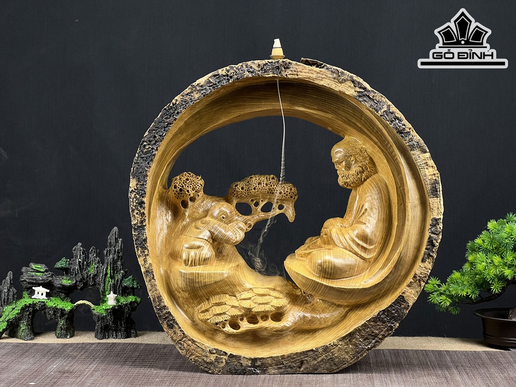 Tượng Đạt Ma Sư Tổ Gỗ Dổi Cao 41 Ngang 41 Sâu 16 (cm)