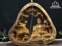 Tượng Nhất Tâm Bái Phật Gỗ Lũa Dổi Cao 47 Ngang 52 Sâu 15 (cm)
