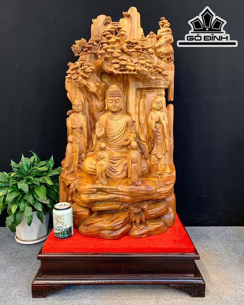 Tượng Nhất Tâm Bái Phật Gỗ Ngọc Am Cao 100 Ngang 52 Sâu 40 (cm)